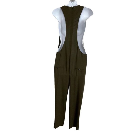 NWT‎ Zara Sleeveless Cropped Jumpsuit Racerback Pockets Green Back Zip Size L - Picture 5 of 12